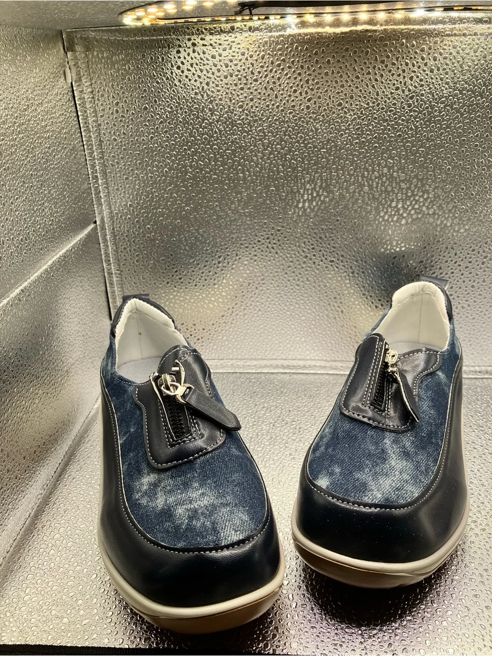 Women's Navy Platform Slip-On Sneakers